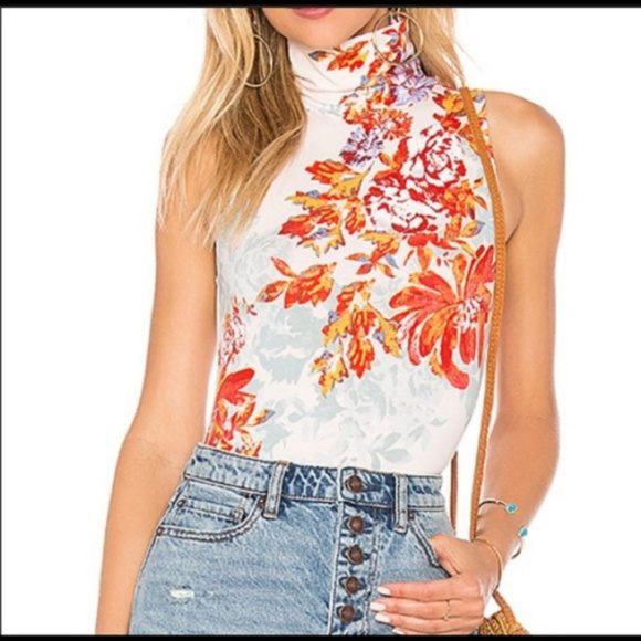 NWT Free People Pixie Mock Neck Thong Bodysuit top - Picture 2 of 8